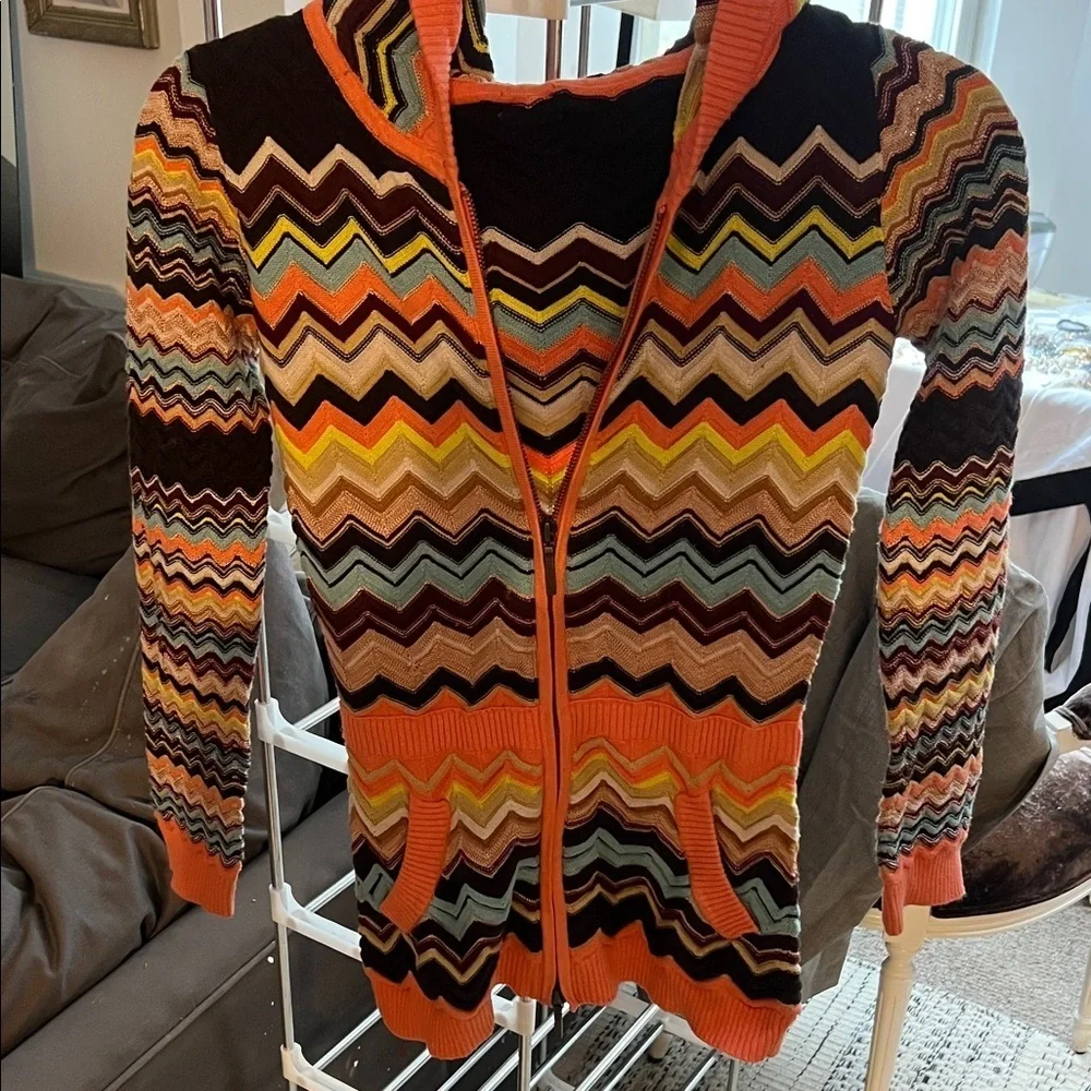 Missoni for Target Zigzag Knit Cardigan in orange and Yellow blue brown siz 12 g